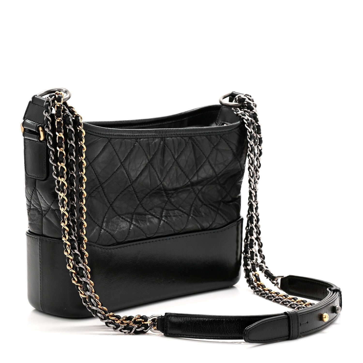 Aged Calfskin Quilted New Medium Gabrielle Hobo Black