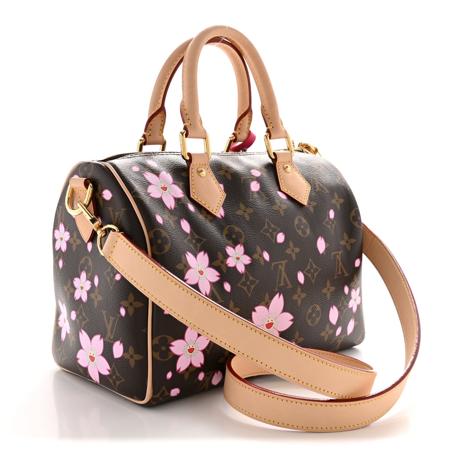 LV X TM Monogram Cherry Blossom Speedy Bandouliere 25 Sakura Brown