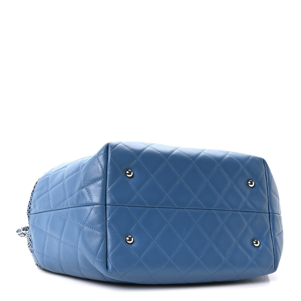 Calfskin Perforated Up In The Air North South Tote Blue