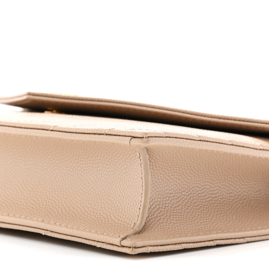 Grain De Poudre Matelasse Chevron Monogram Envelope Chain Wallet Dark Beige