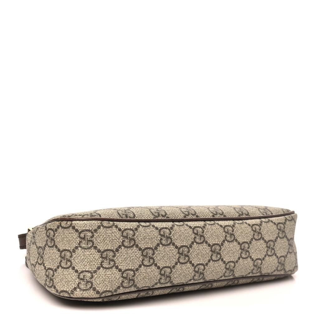 GG Supreme Monogram Textured Dollar Calfskin Small Ophidia Hobo Beige Ebony New Acero