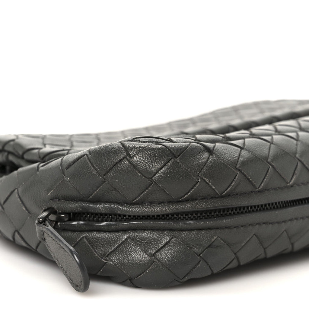 Nappa Intrecciato Small Chain Crossbody Light Grey