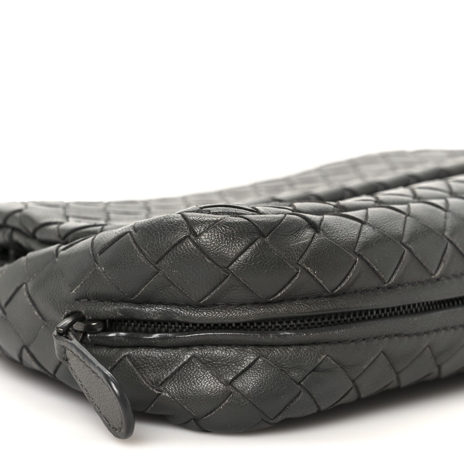 Nappa Intrecciato Small Chain Crossbody Light Grey