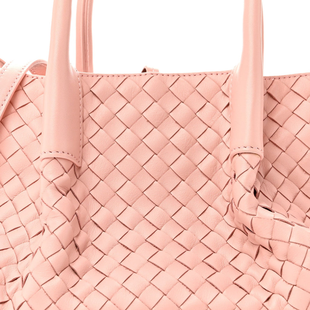 Calfskin Intrecciato Small Pinacoteca Tote Rose Barolo