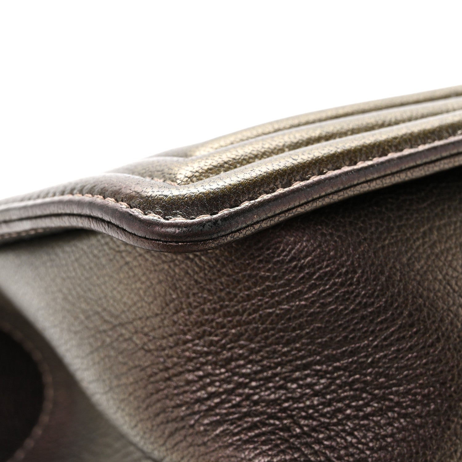 Iridescent Goatskin Quilted Medium Boy Flap Dark Gold