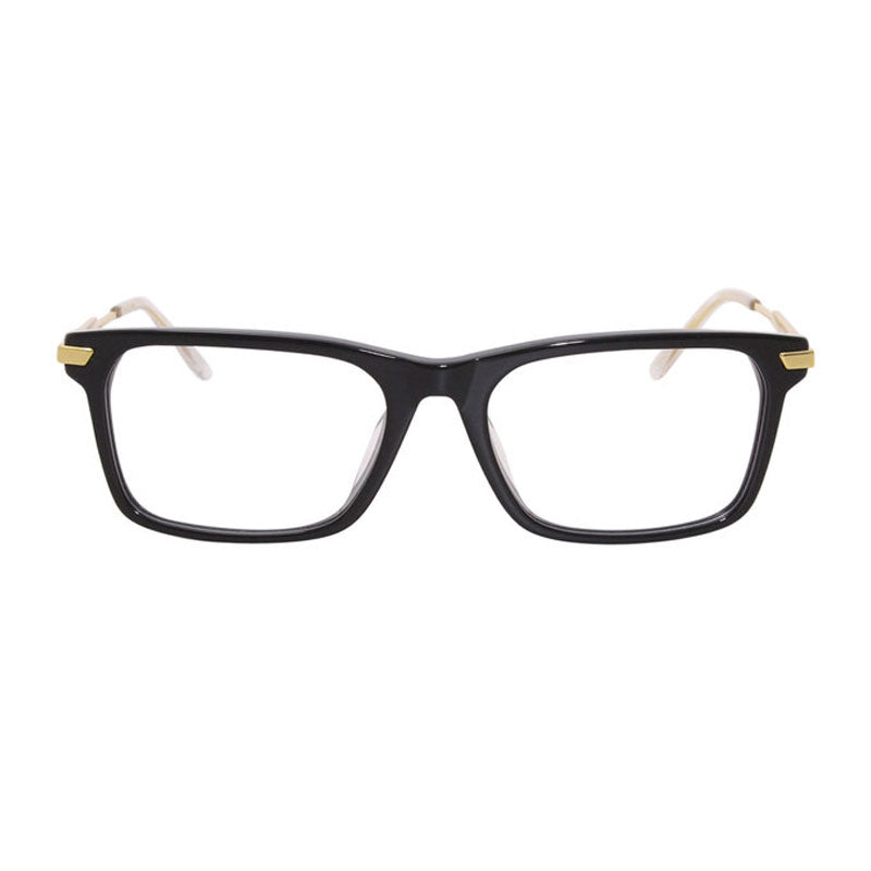 Bottega Veneta Eyeglasses Rectangle Full Rim, Black/Gold Frame and Clear Demo Lenses Lens BV1040OA001
