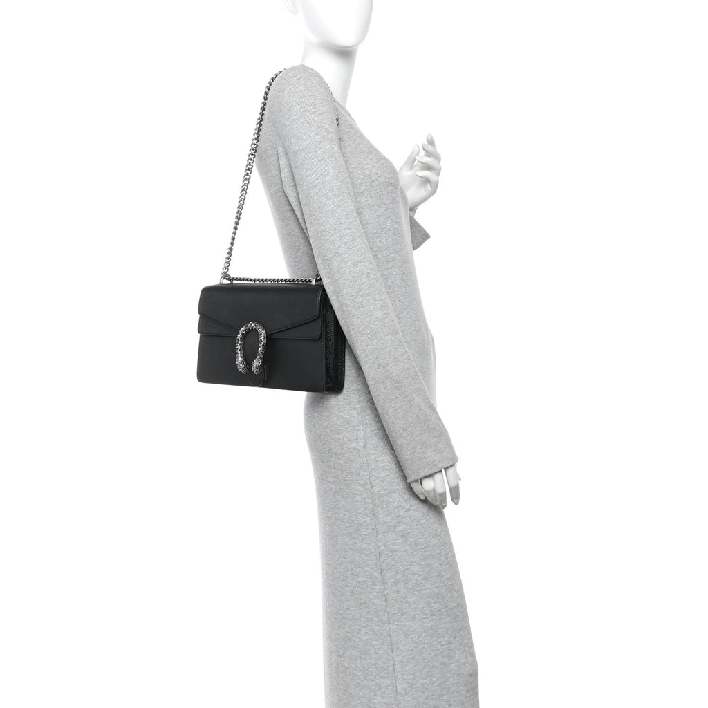 Pebbled Calfskin Small Dionysus Shoulder Bag Black