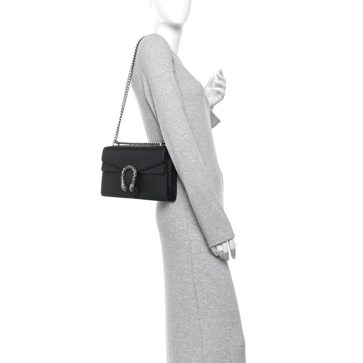 Pebbled Calfskin Small Dionysus Shoulder Bag Black