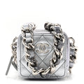 Gradient Metallic Lambskin Quilted Coco Punk Cube Clutch With Chain Silver Black