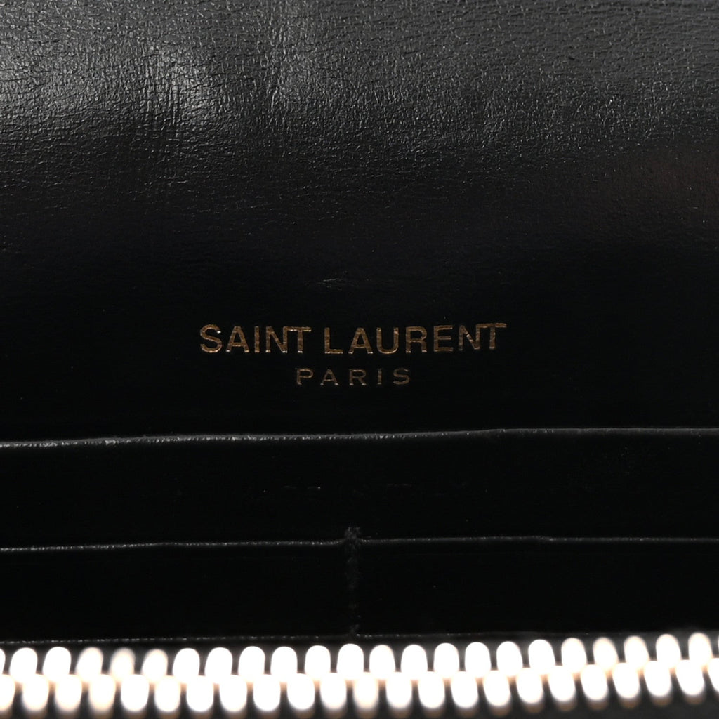 Calfskin Crocodile Embossed Kate Monogram Tassel Chain Wallet Black