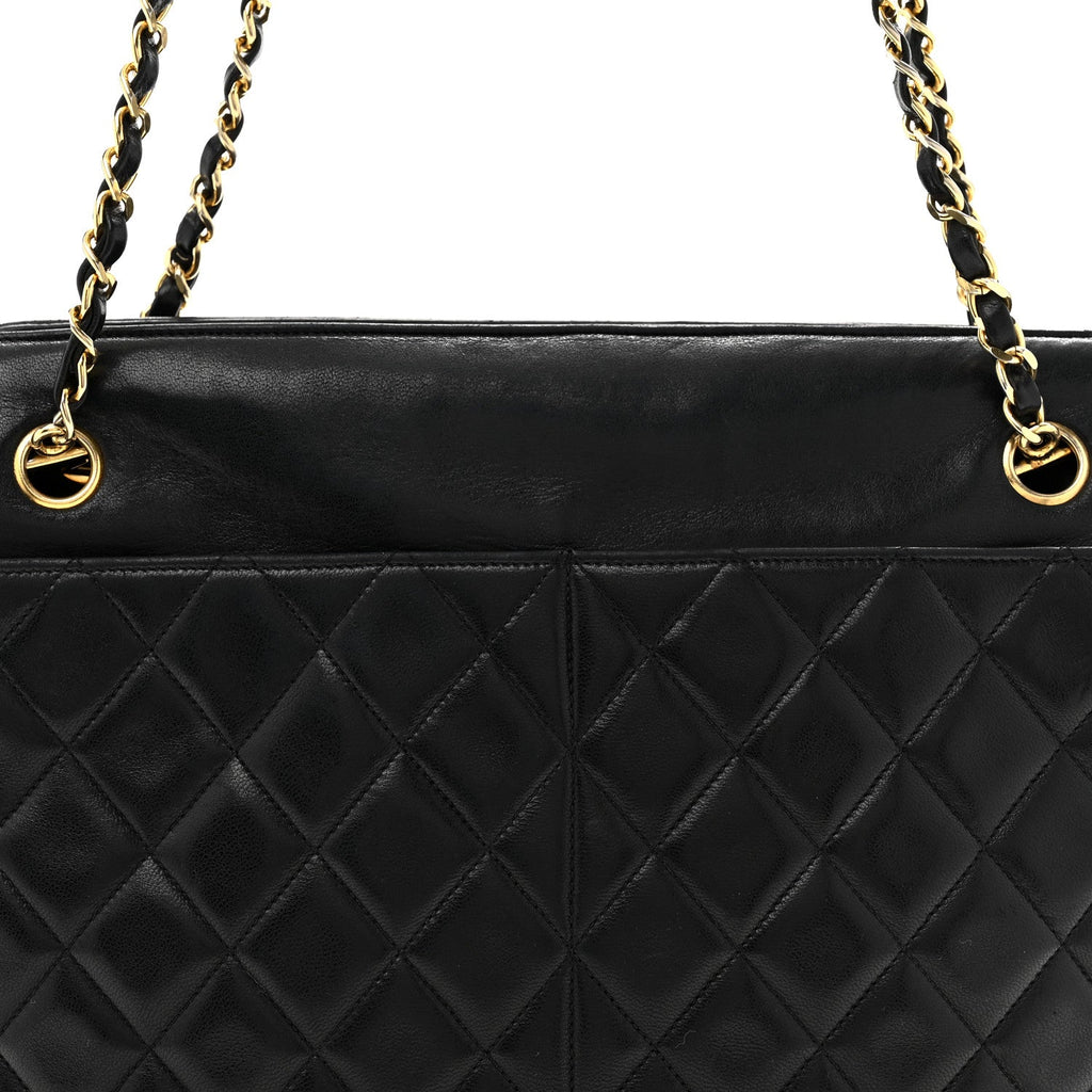 Lambskin Quilted Shoulder Bag Black