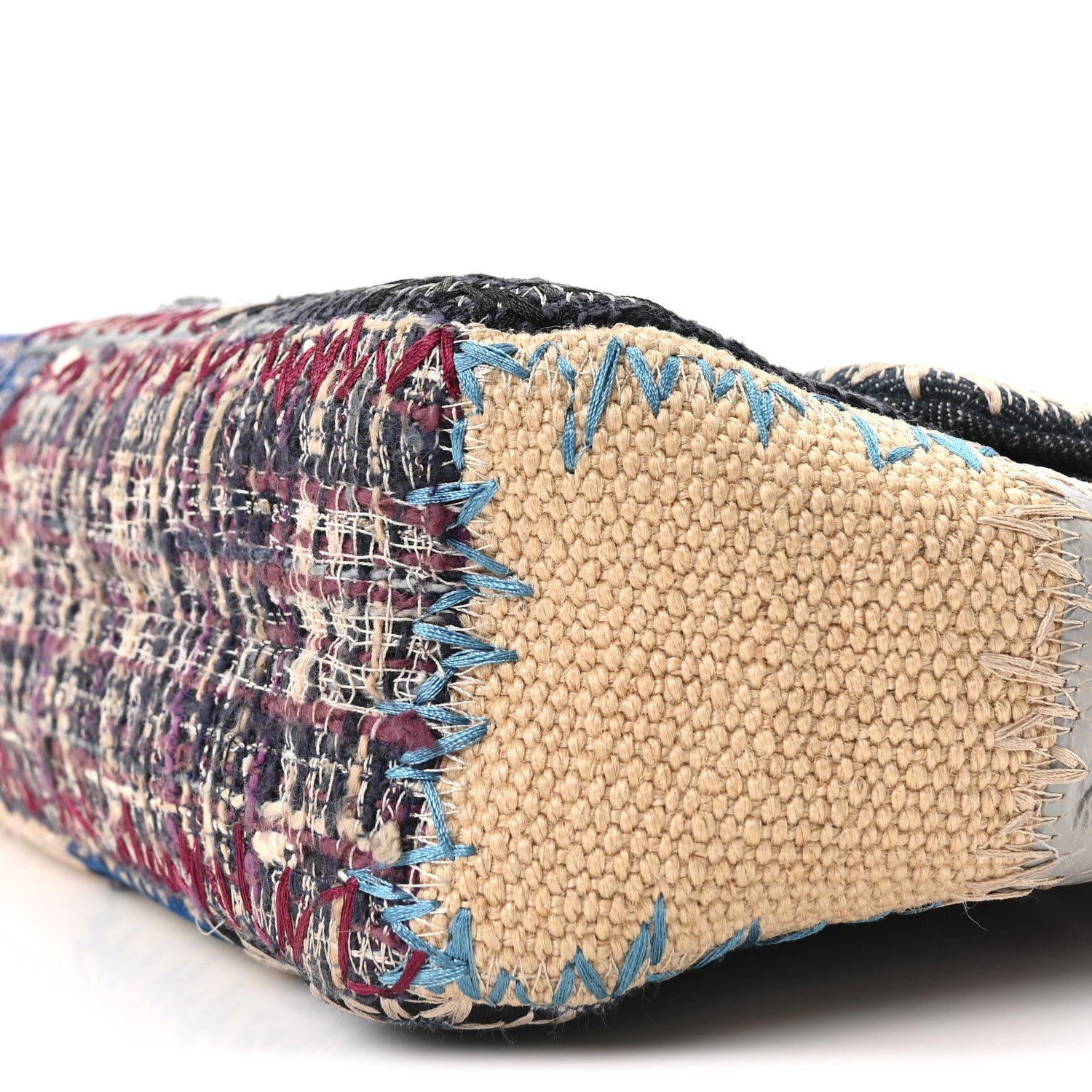 Denim Tweed Patchwork Jumbo Single Flap Multicolor