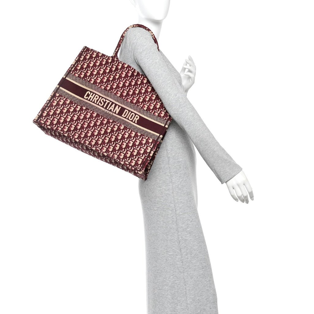 Oblique Large Book Tote Burgundy Multicolor