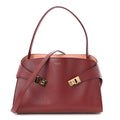 Calfskin Medium Hug Soft Bicolor Shoulder Bag  College Red Pink