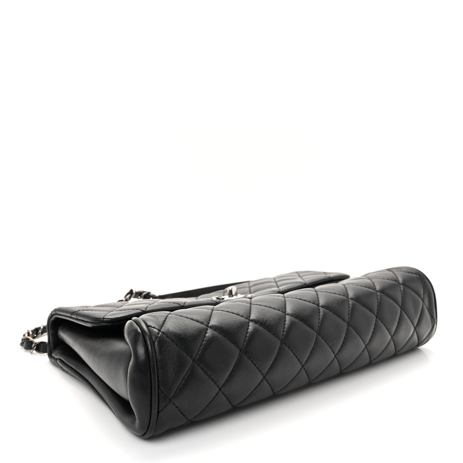 Calfskin Quilted Fold Up Again Flap Bag Black