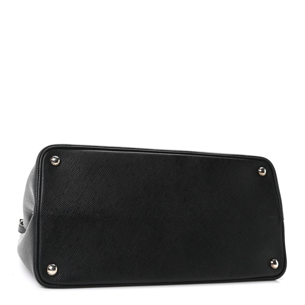Saffiano Cuir Large Double Bag Black Fuoco