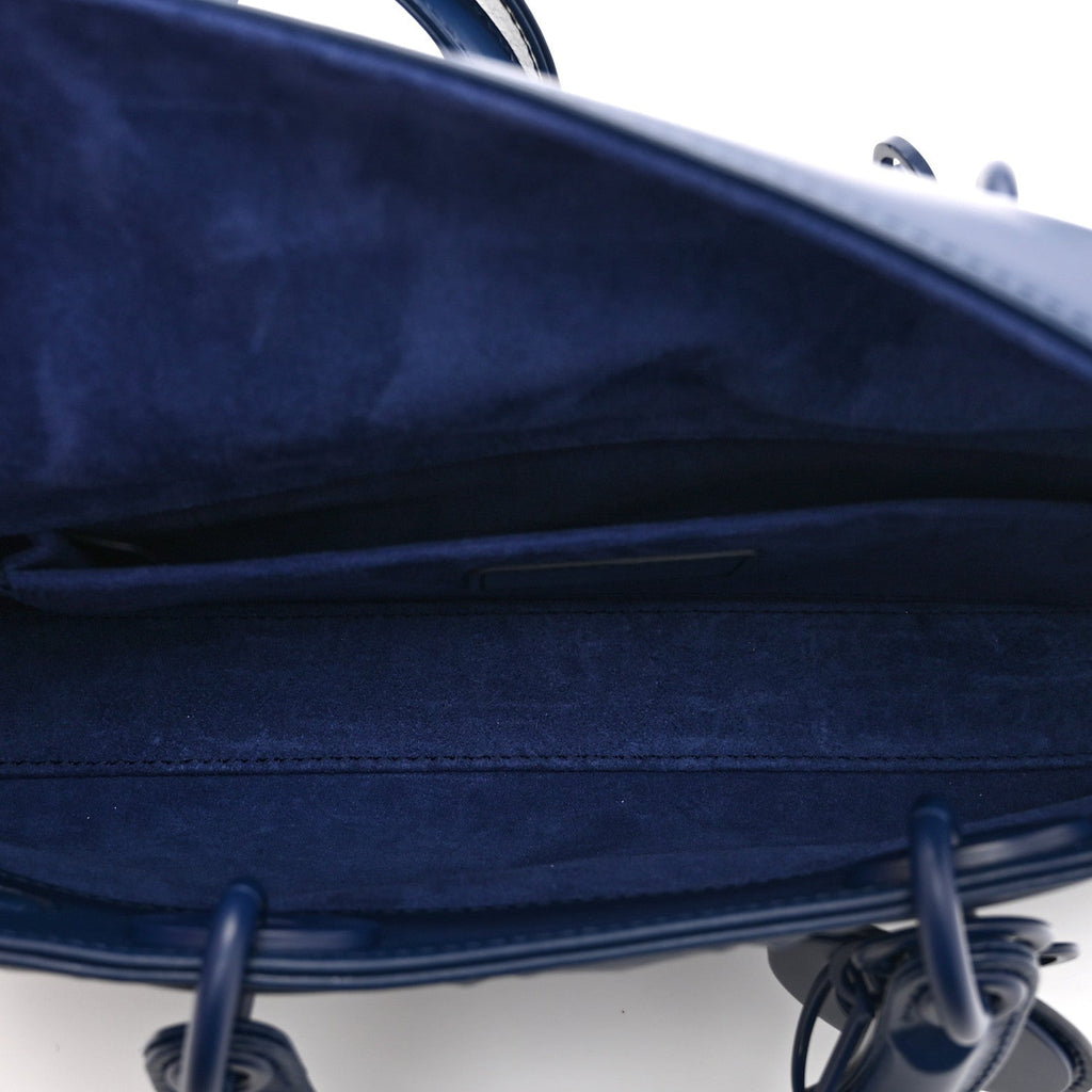 Calfskin Cannage Diamond Medium Lady D-Joy Navy Blue