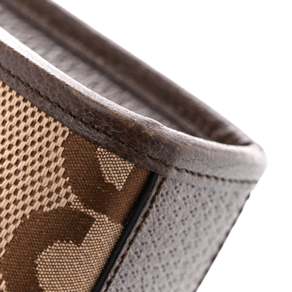 Monogram Jumbo GG Textured Dollar Calfskin Web Mini Vertical Tote Camel Ebony New Acero