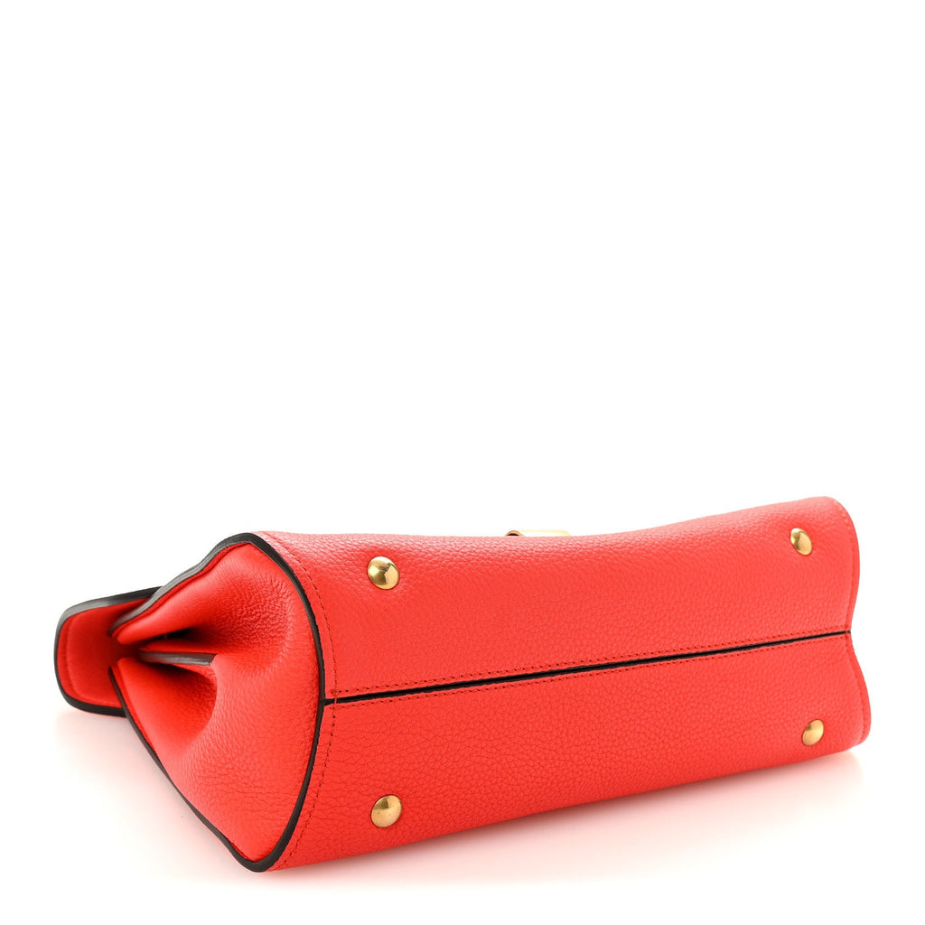 Calfskin Small Margot Top Handle Satchel Candy Apple Red