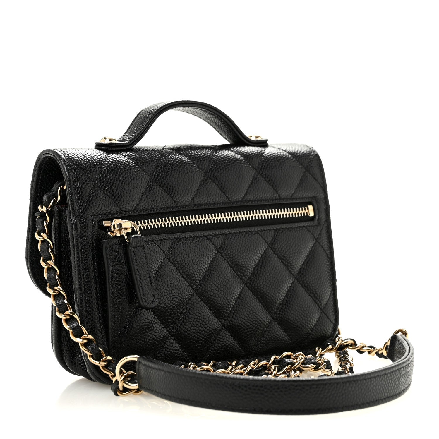 Caviar Quilted Business Affinity Clutch With Chain Black