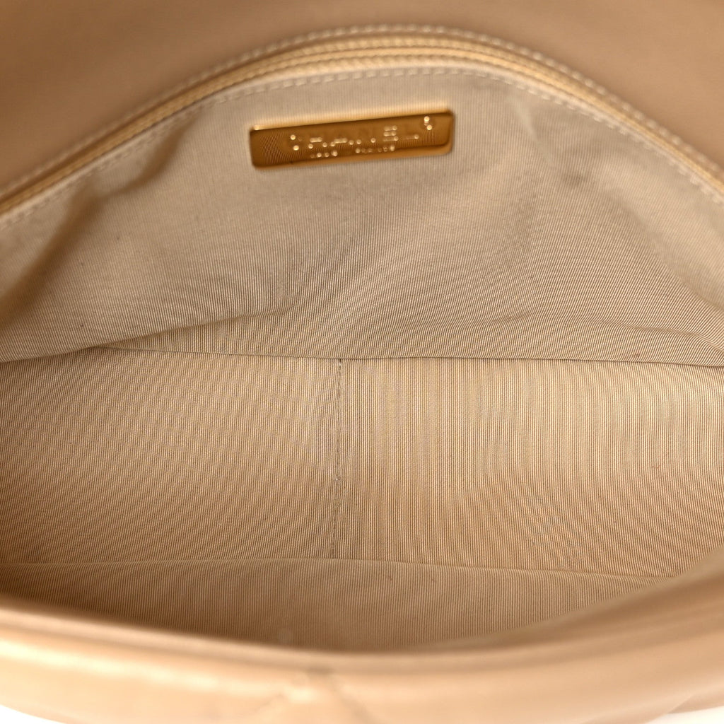 Lambskin Quilted Large Chanel 19 Flap Beige