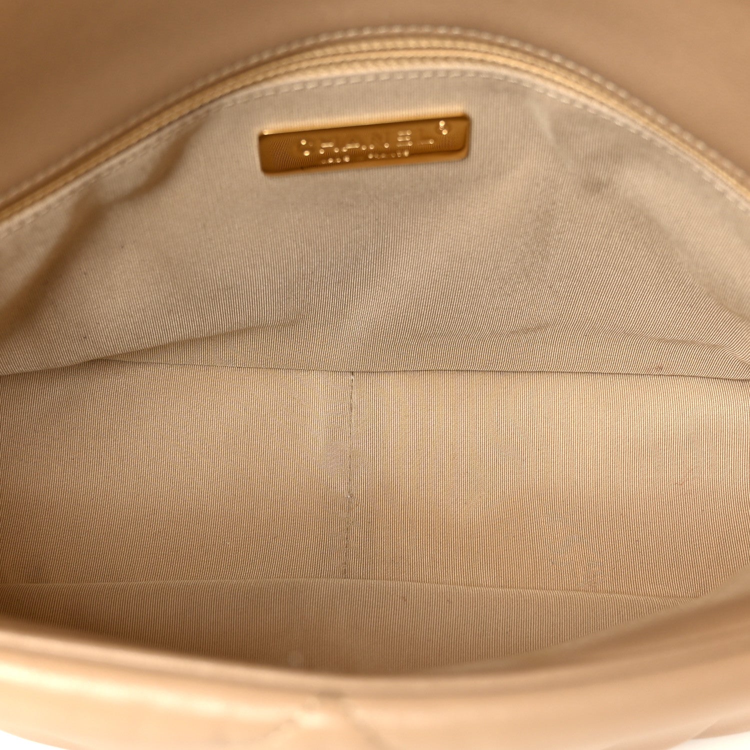 Lambskin Quilted Large Chanel 19 Flap Beige