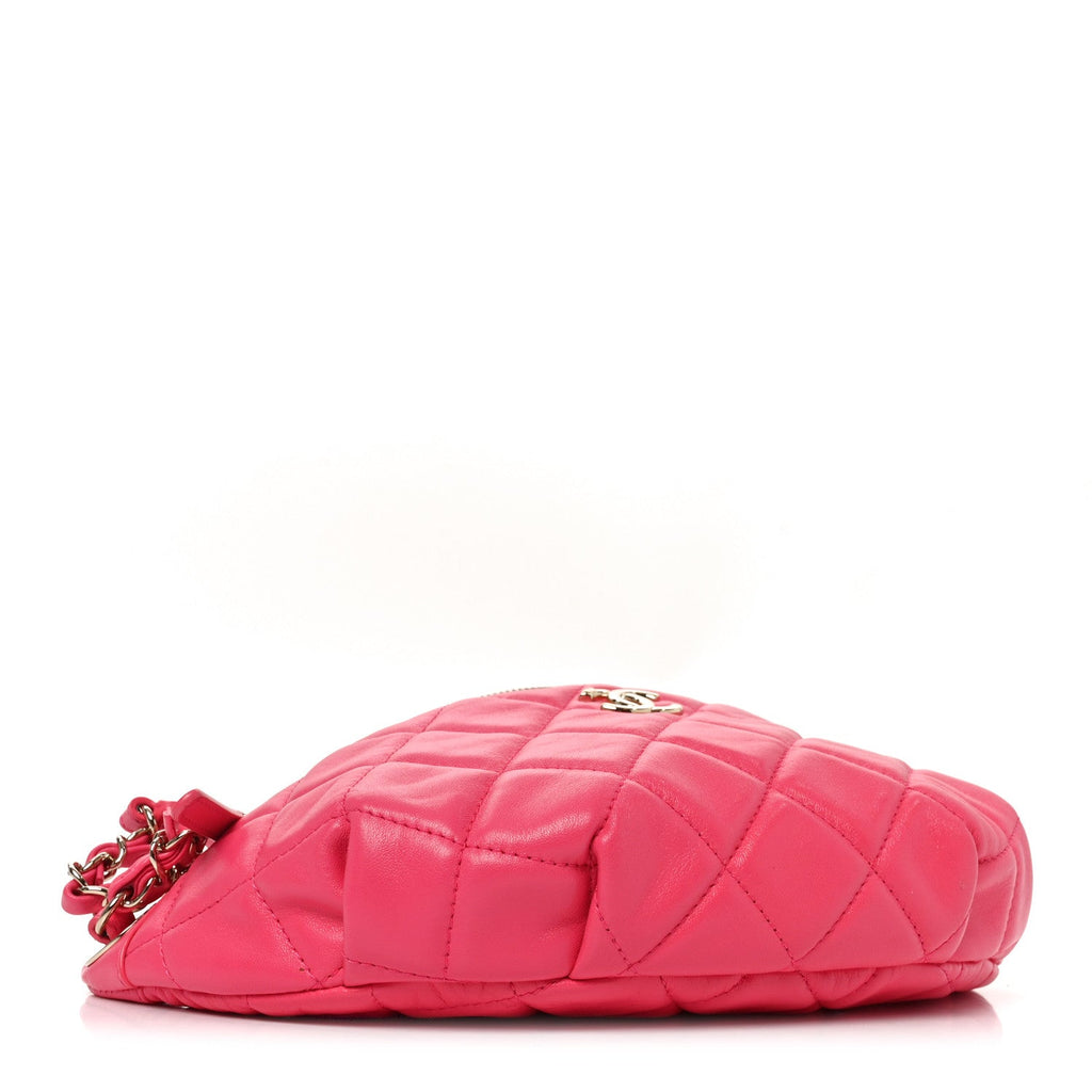 Lambskin Quilted Waist Bag Fanny Pack Pink
