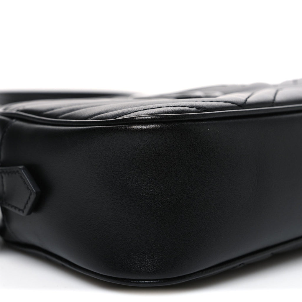 Calfskin Matelasse Monochrome Small GG Marmont Chain Shoulder Bag Black