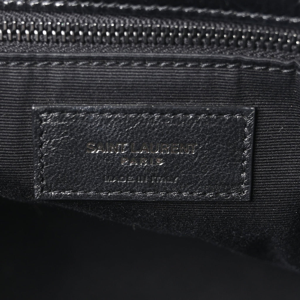 Crinkled Calfskin Matelasse Monogram Medium Niki Chain Satchel Black