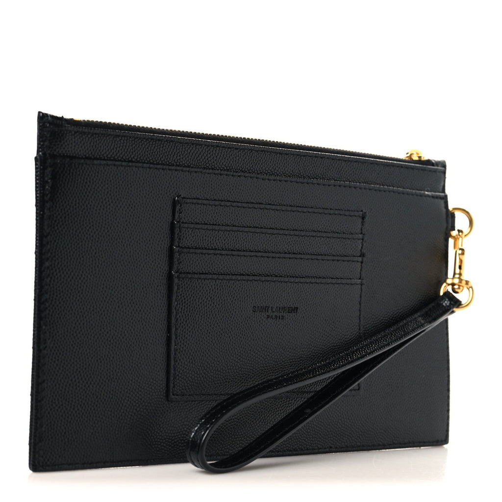 Grain De Poudre Chevron Monogram Large Bill Pouch Black
