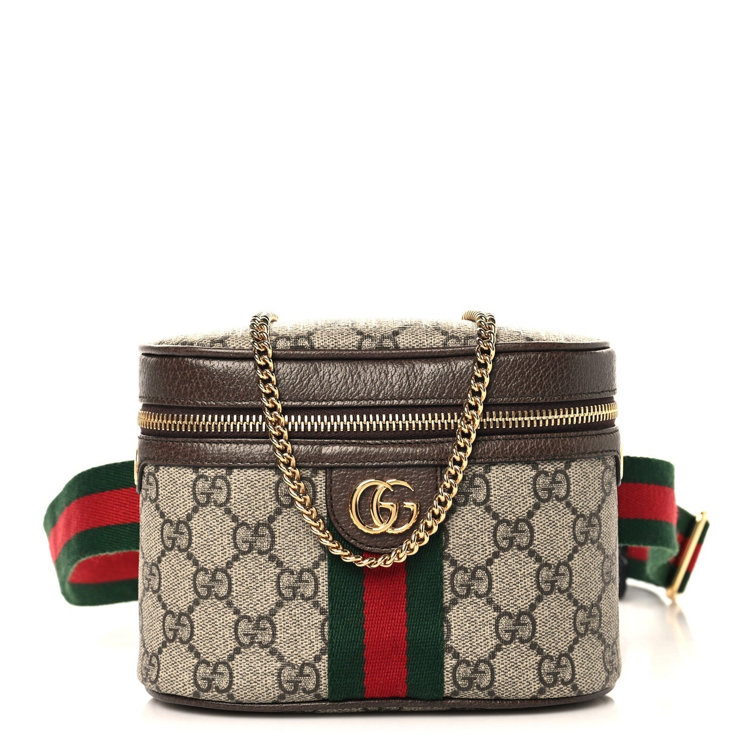 GG Supreme Monogram Textured Dollar Calfskin Web Ophidia Belt Bag 110 44 Beige Ebony New Acero