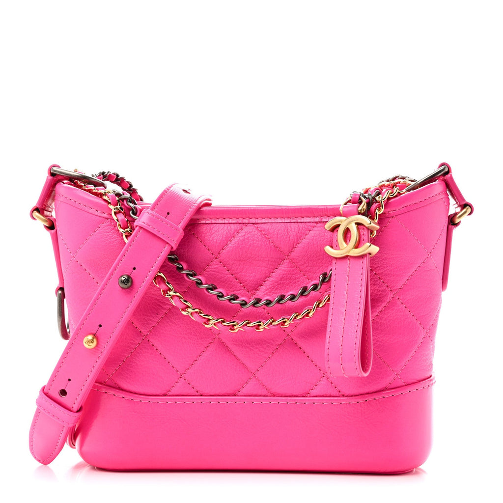 Goatskin Quilted Small Gabrielle Hobo Pink