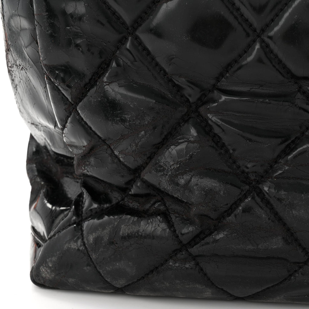 Vinyl Quilted Large Paris Biarritz Tote Black