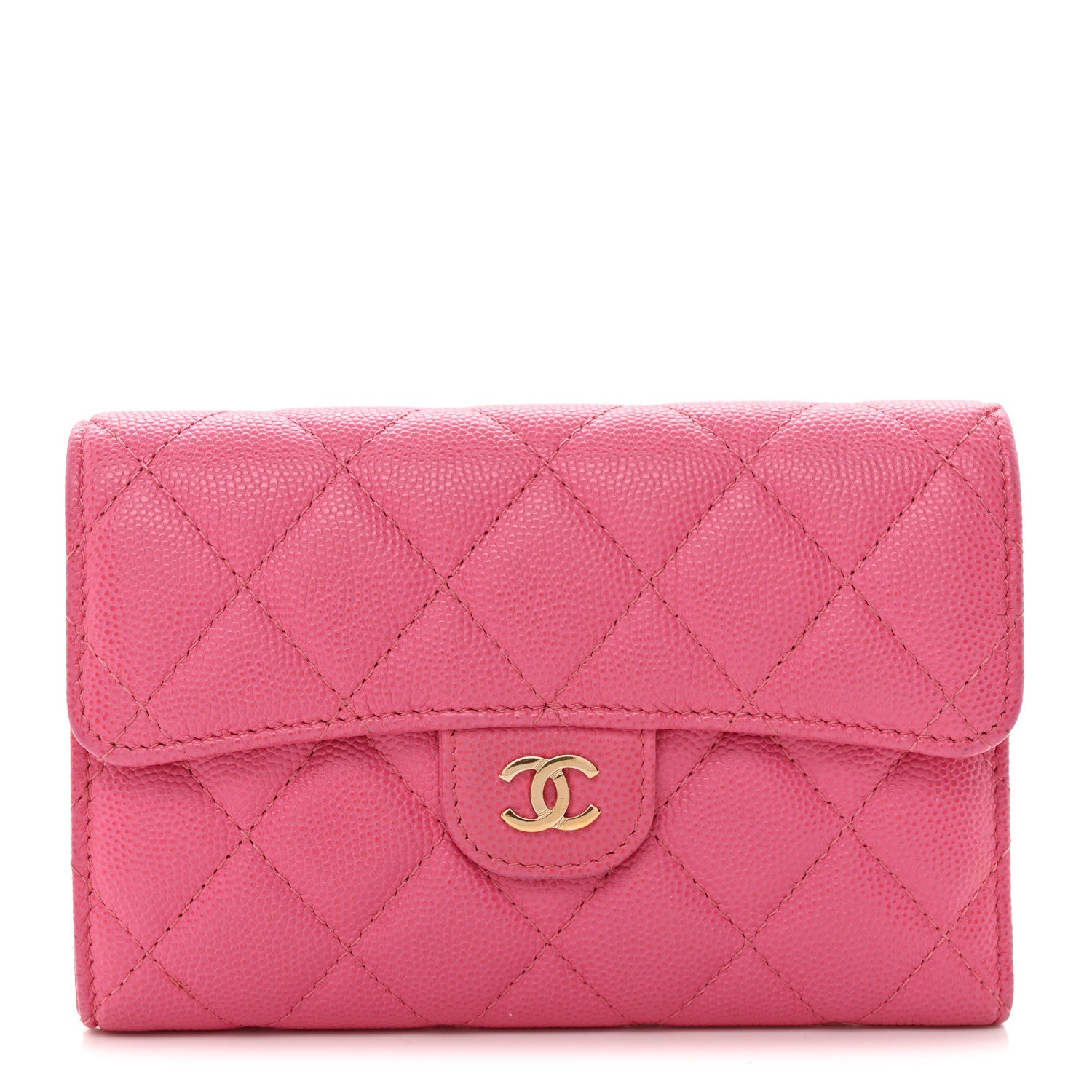 Caviar Quilted Medium Flap Wallet Pink