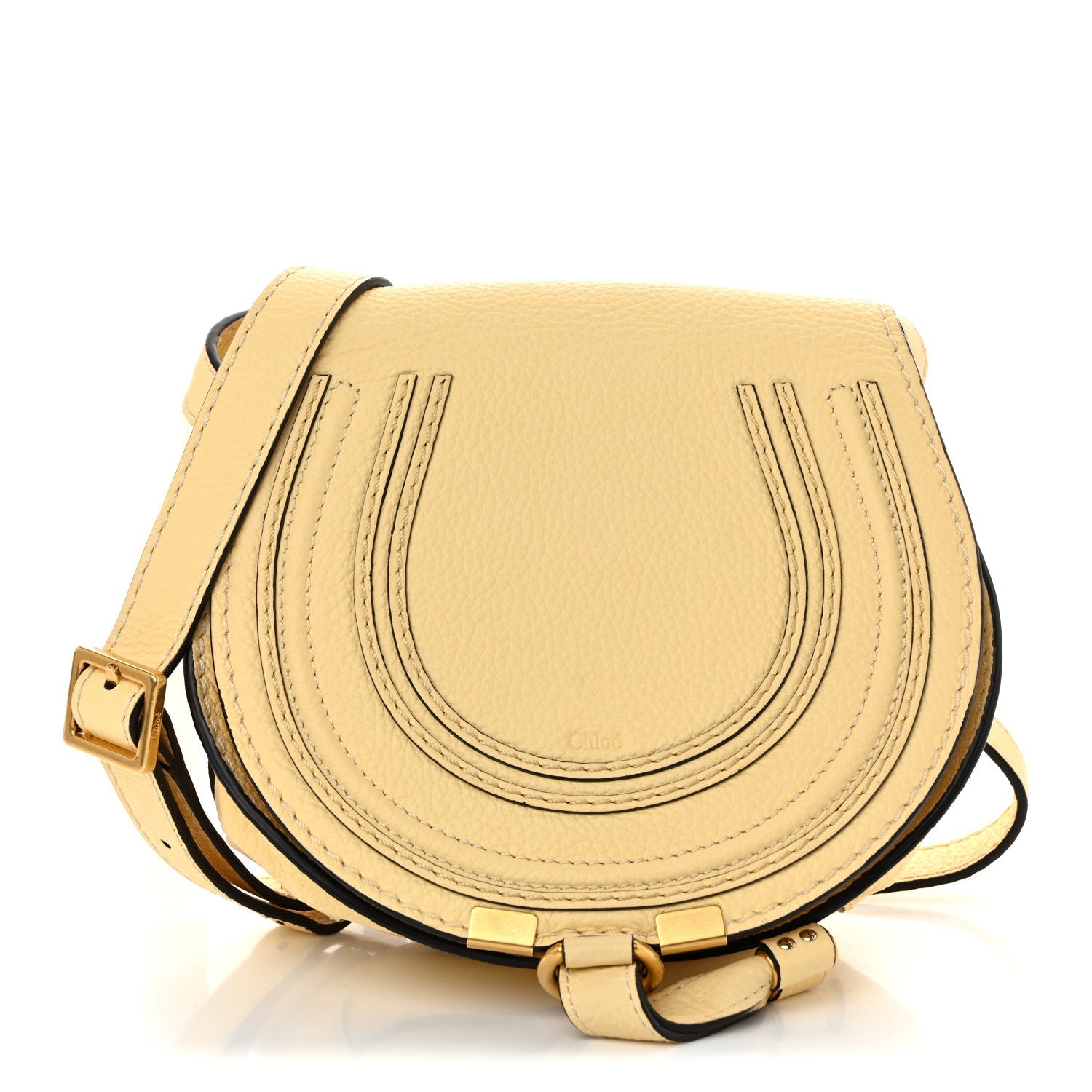 Grained Calfskin Small Marcie Saddle Bag Softy Yellow