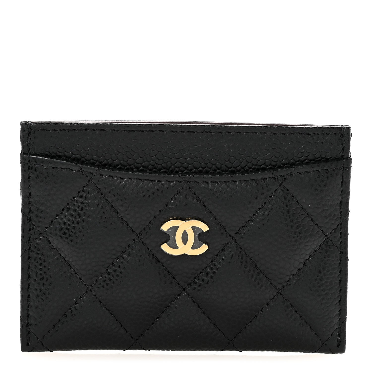Caviar Quilted Card Holder Black