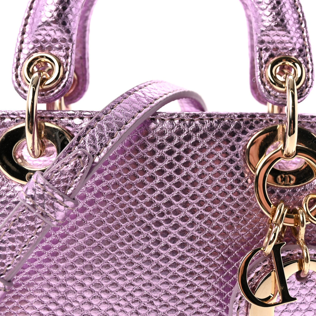 Metallic Karung Micro Lady Dior Light Purple