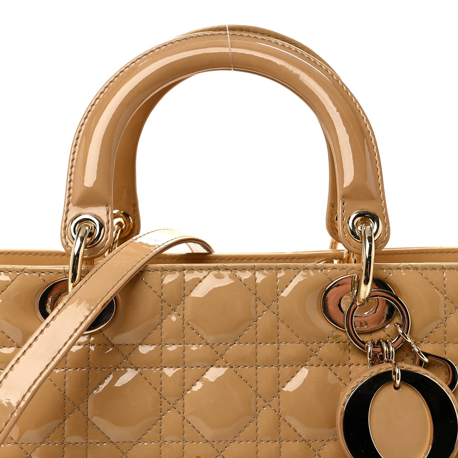 Patent Cannage Large Lady Dior Dark Beige