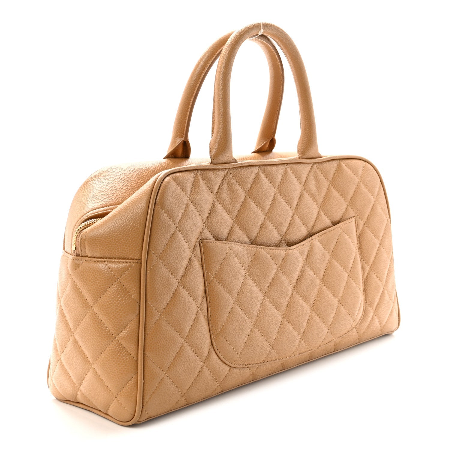Caviar Quilted Large Bowler Bag Beige