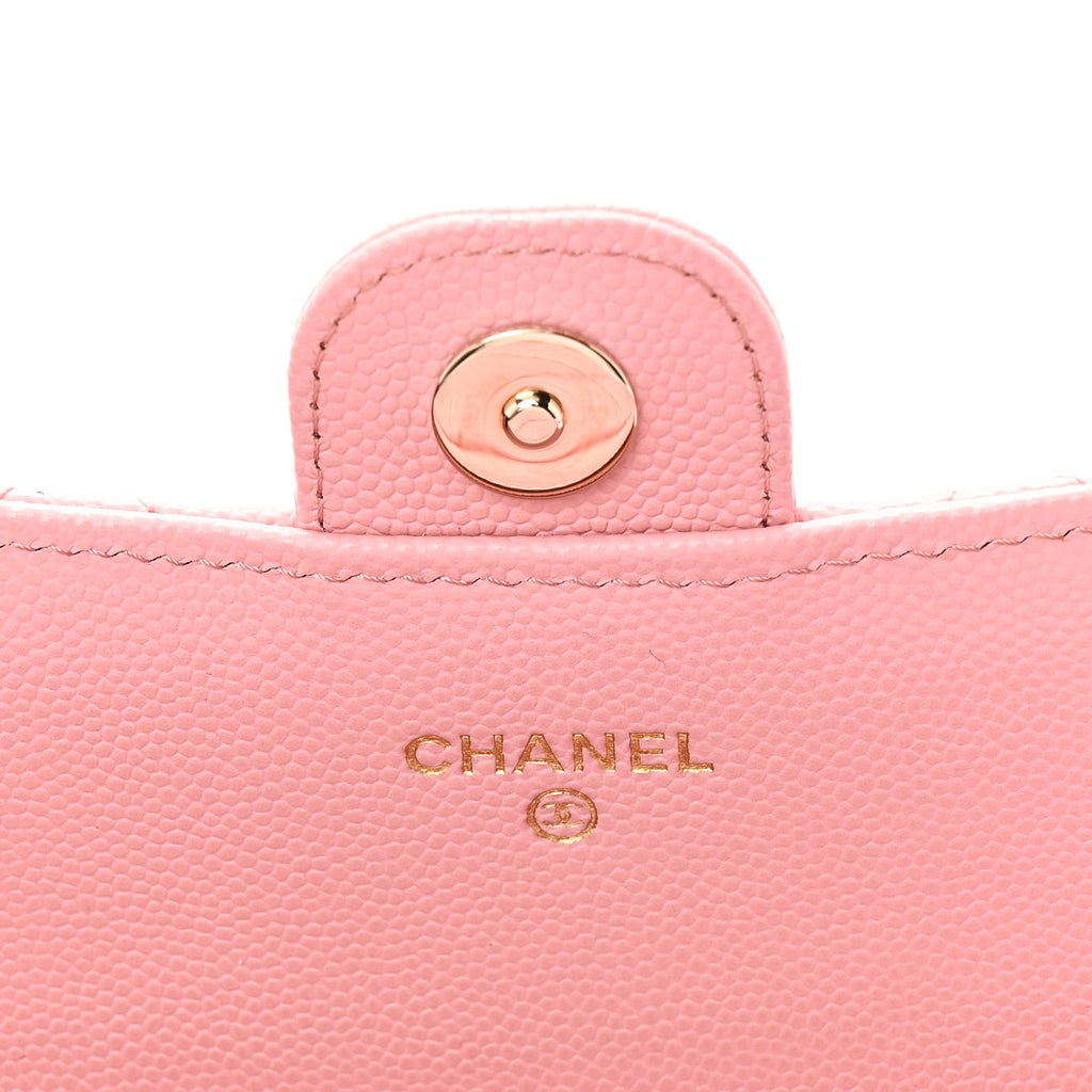 Caviar Quilted Phone Holder Wallet on Removable Chain Pink