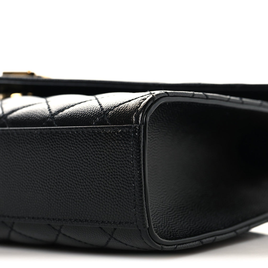 Grain De Poudre Textured Mixed Matelasse Triquilt Medium Monogram Satchel Black