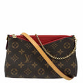LOUIS VUITTON Monogram Canvas Pallas Clutch Brown Crossbody