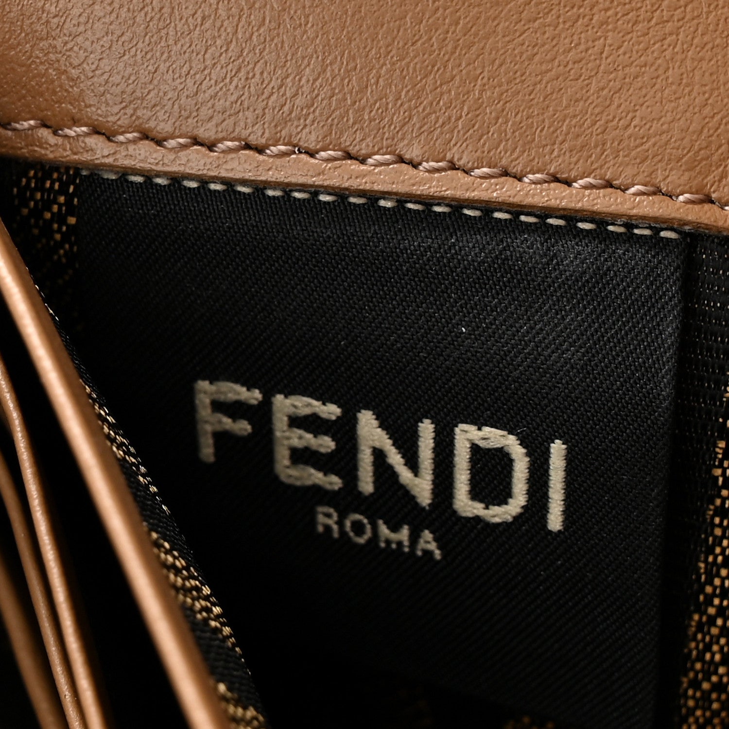 Fabric Jacquard FF 1974 Continental Wallet On Chain Tobacco Moro