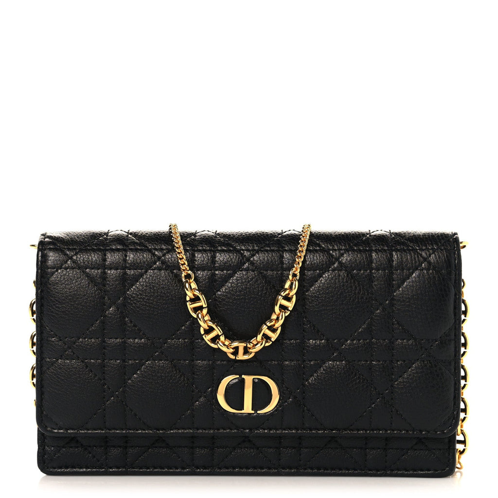 Supple Calfskin Cannage Caro Belt Pouch with Chain  Black