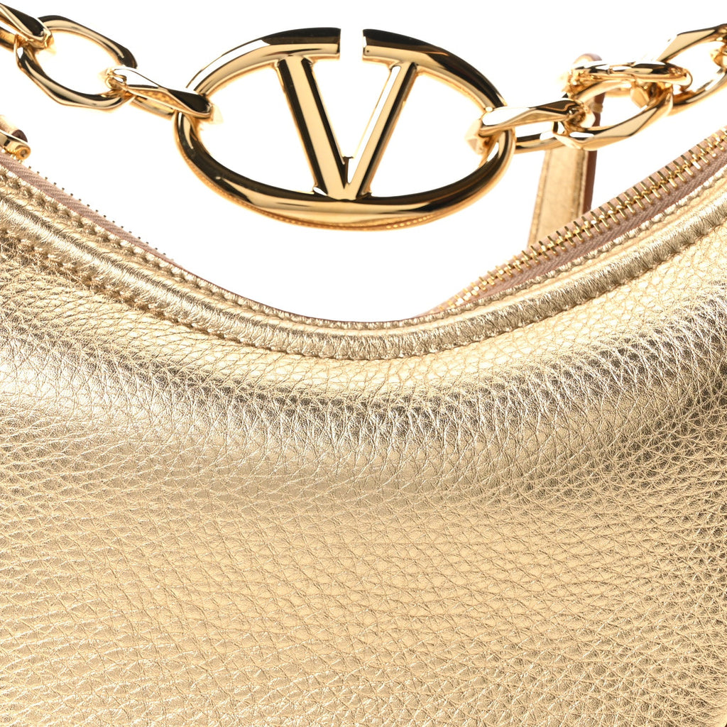 Metallic Nappa Mini Vlogo Moon Hobo Bag Gold