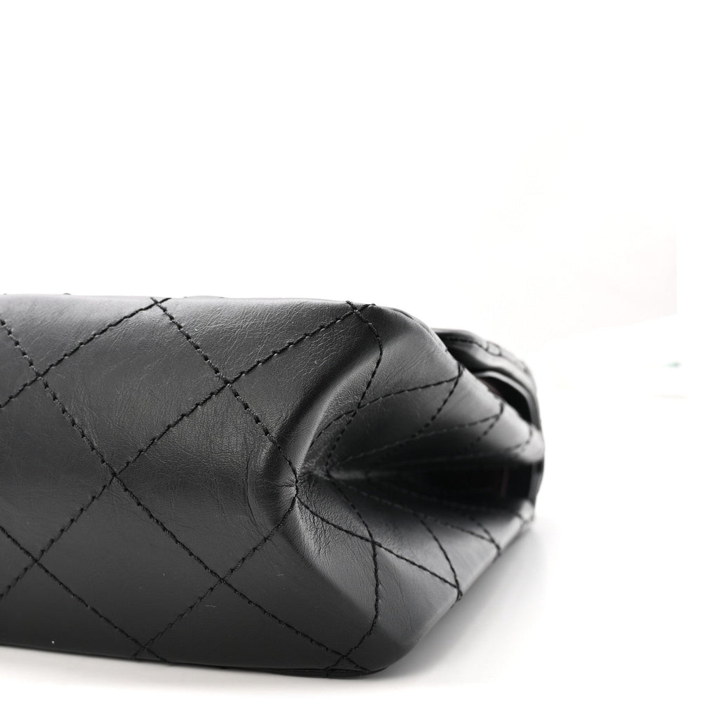 Aged Calfskin Quilted 2.55 Reissue 227 Flap Black