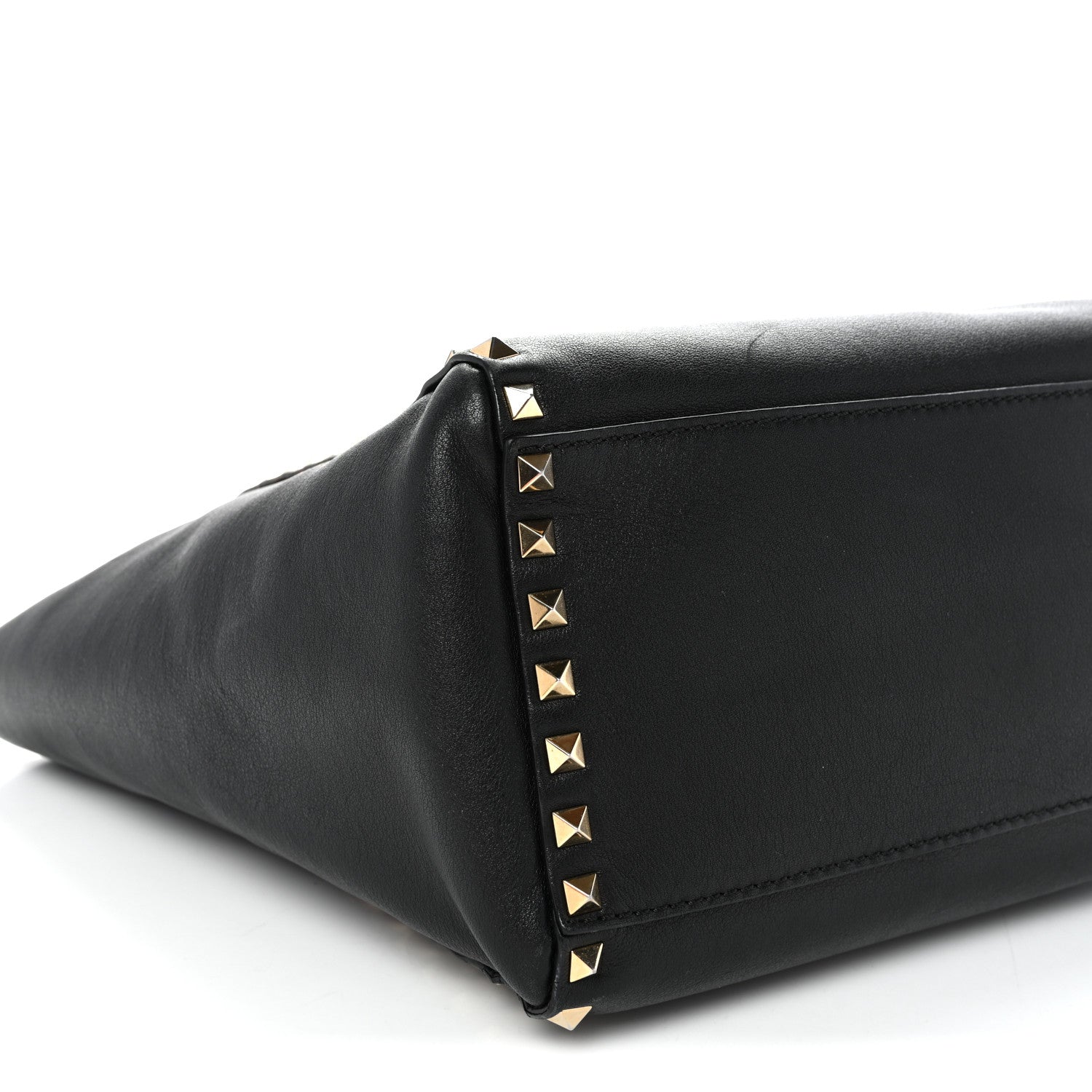 Vitello Rockstud Double Handle Tote Black