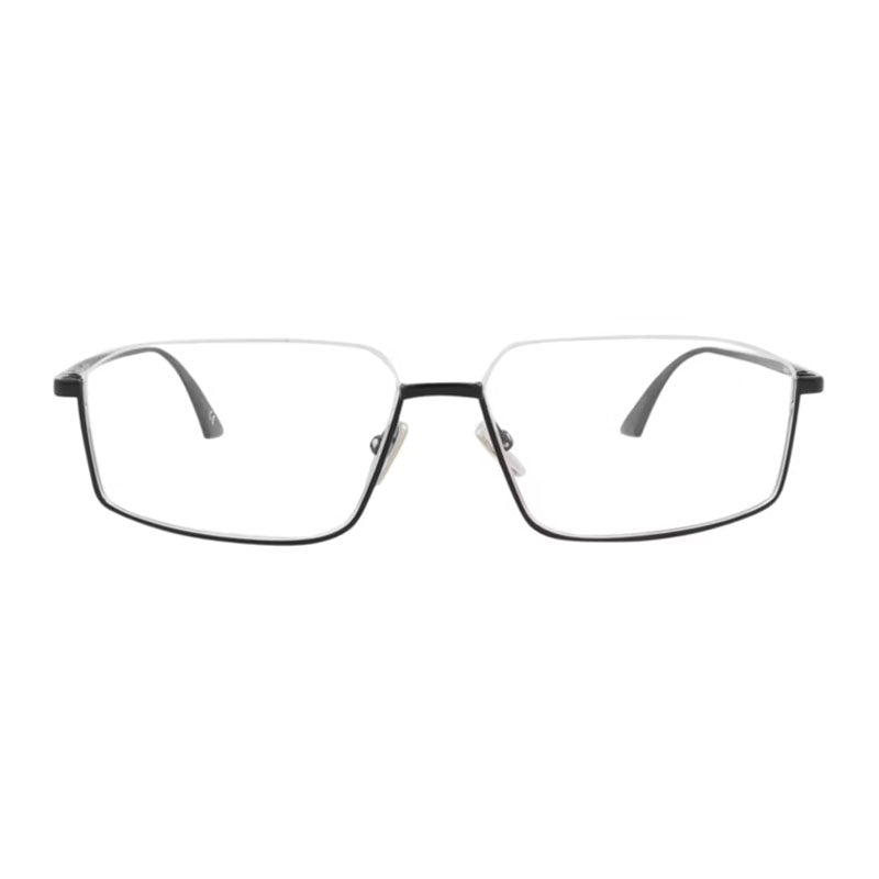 Balenciaga Eyeglasses Square Semi Rim, Shiny Black Frame and Clear Demo Lens Lens BB0143O001
