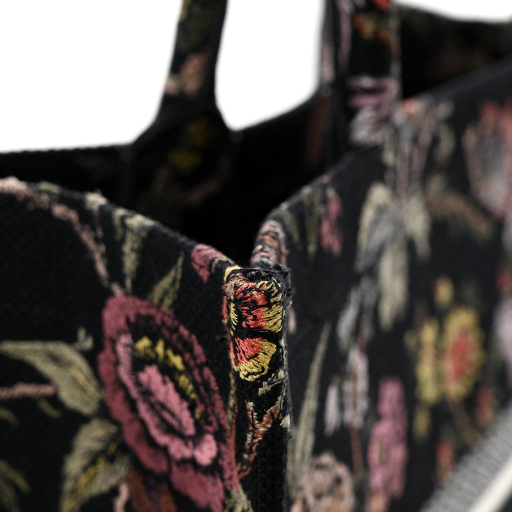 Canvas Jardin Botanique Embroidered Large Book Tote Black Multicolor