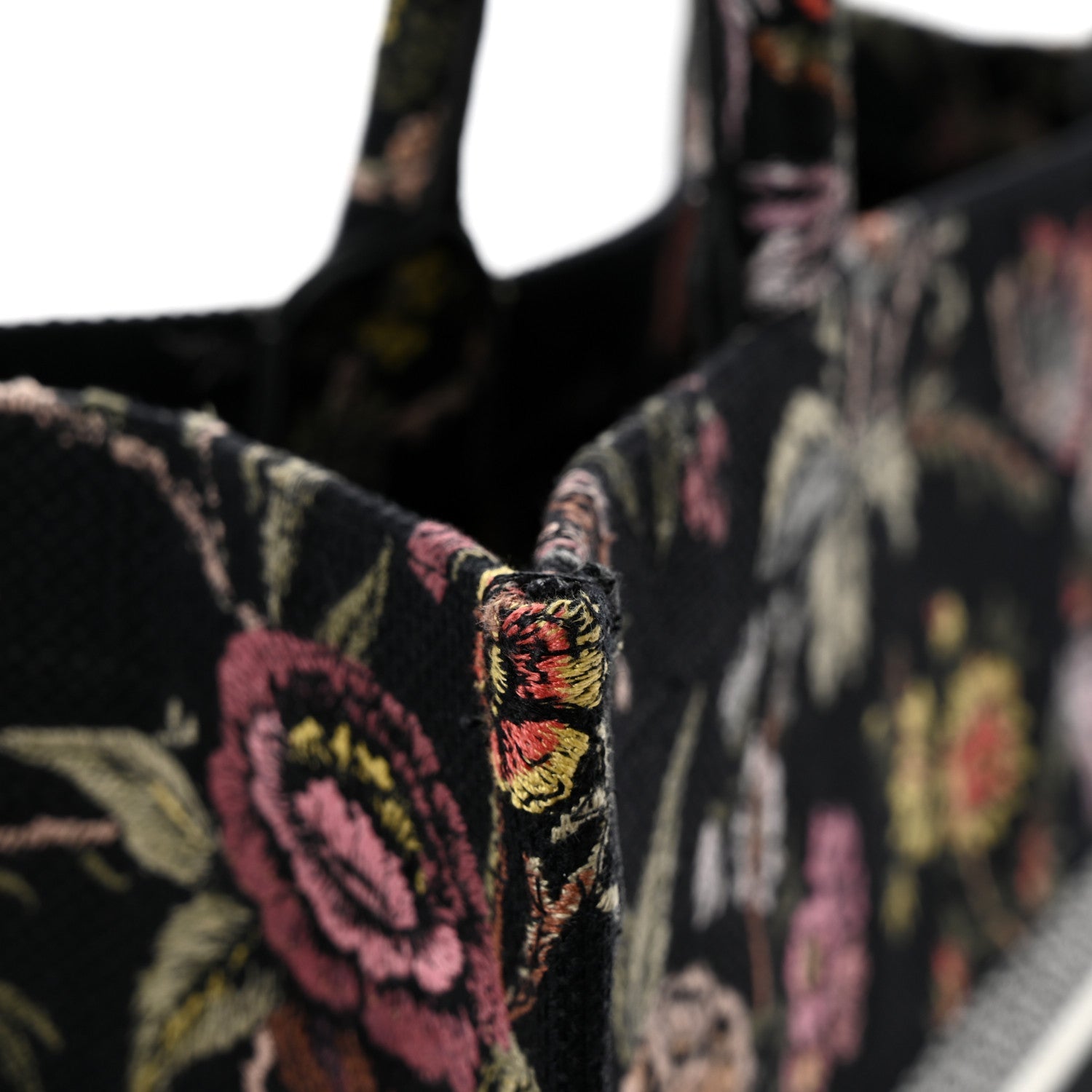 Canvas Jardin Botanique Embroidered Large Book Tote Black Multicolor